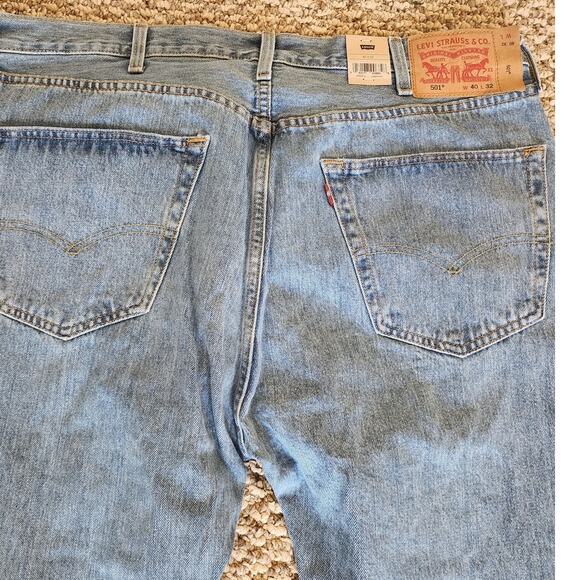 Levi's 501 Jeans Men's 40x32 Blue Original Premium Straight Button Fly Cowboy - Picture 8 of 12